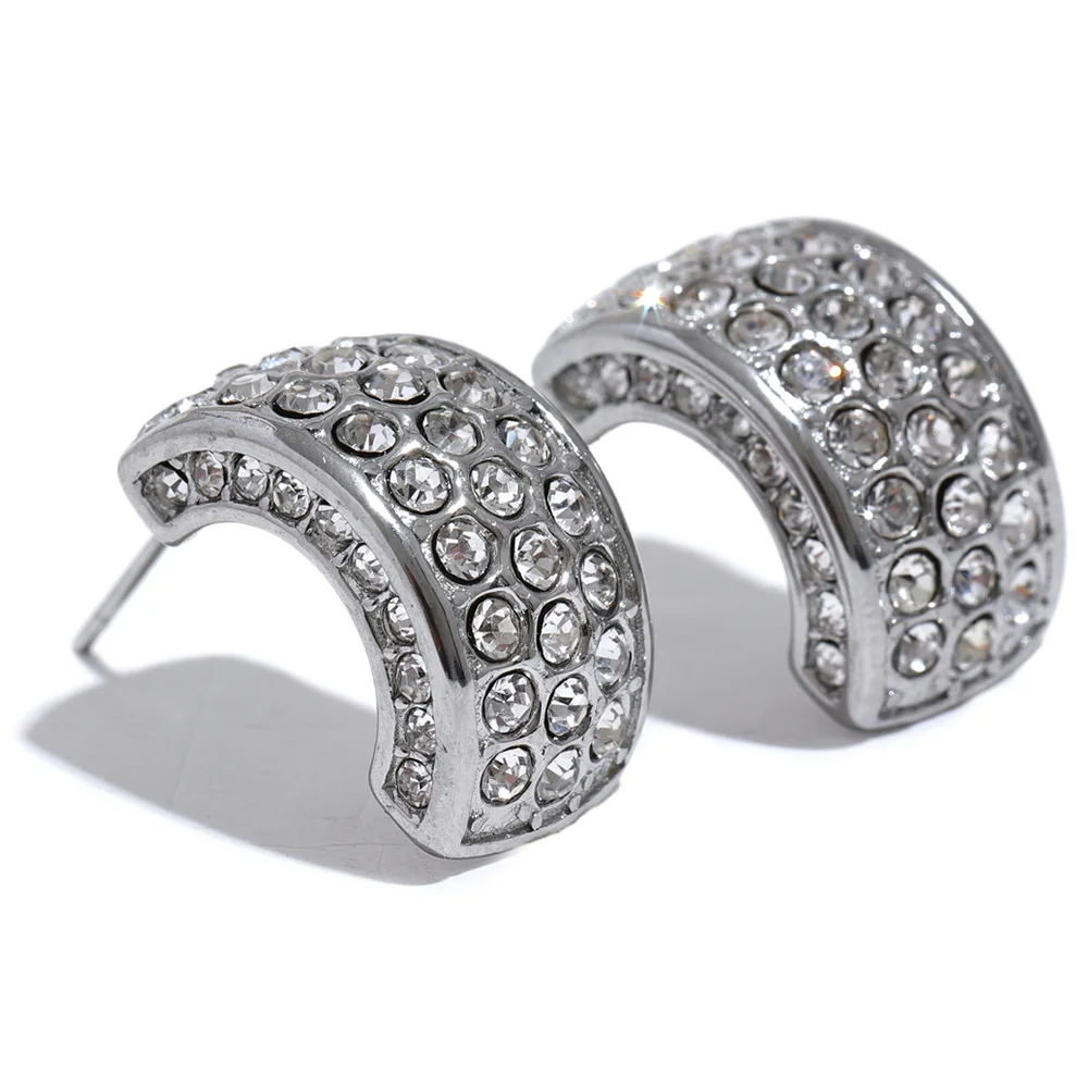 Zirconia C Shape Geometric Earrings