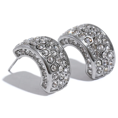 Zirconia C Shape Geometric Earrings