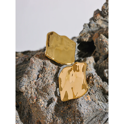 Glossy Metal Square Stud Earrings
