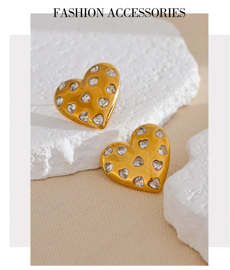 Heart shaped stud earrings