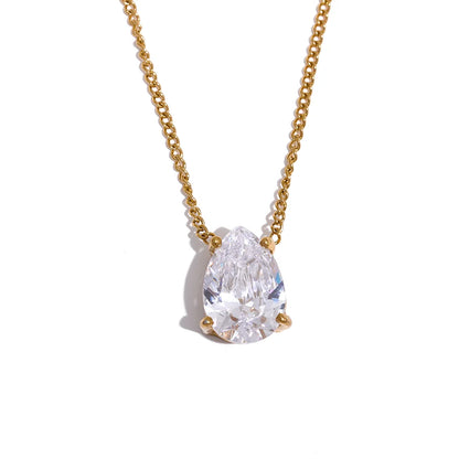 Cubic Zirconia  Water Drop Pendant Necklace Stud Earrings