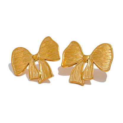 Gold Bow Knot Stud Earrings