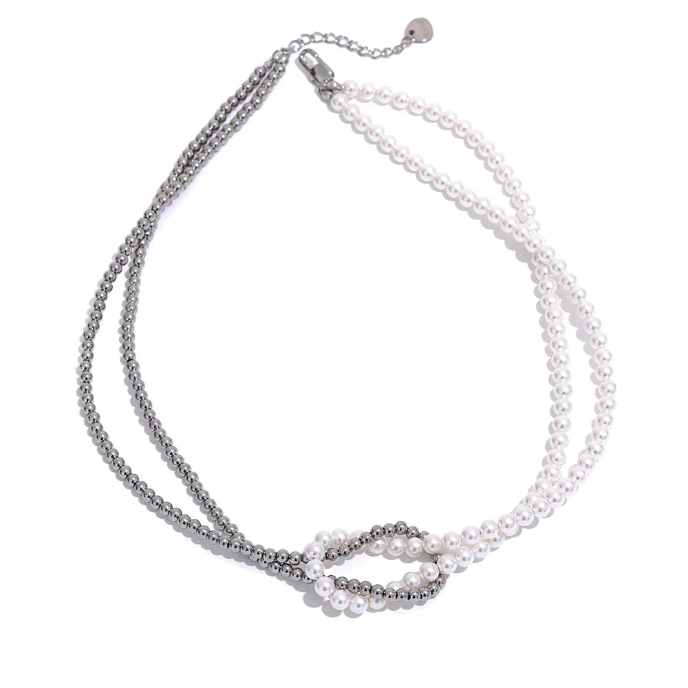 Imitation Pearl Knot Necklace