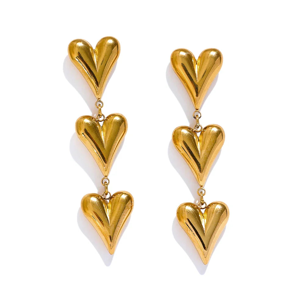 Yhpup Fashion Stainless Steel Metal Heart Love Drop Dangle Earrings  Anti Allergy Charm Romantic Daily Jewelry for Women Gift