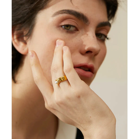 Gold Pearl Ring