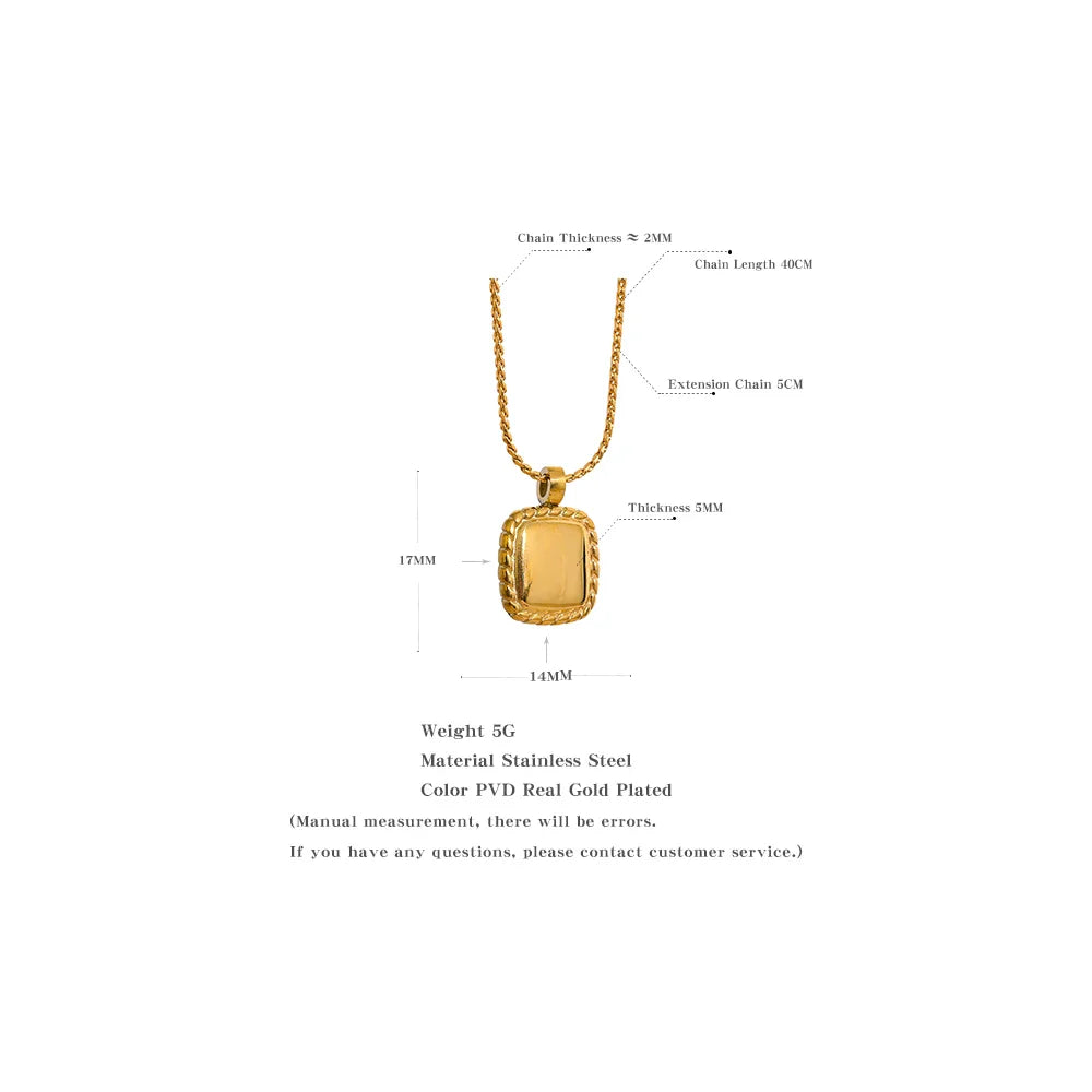 Gold Square Pendant Necklace