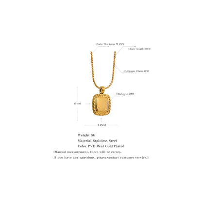 Gold Square Pendant Necklace