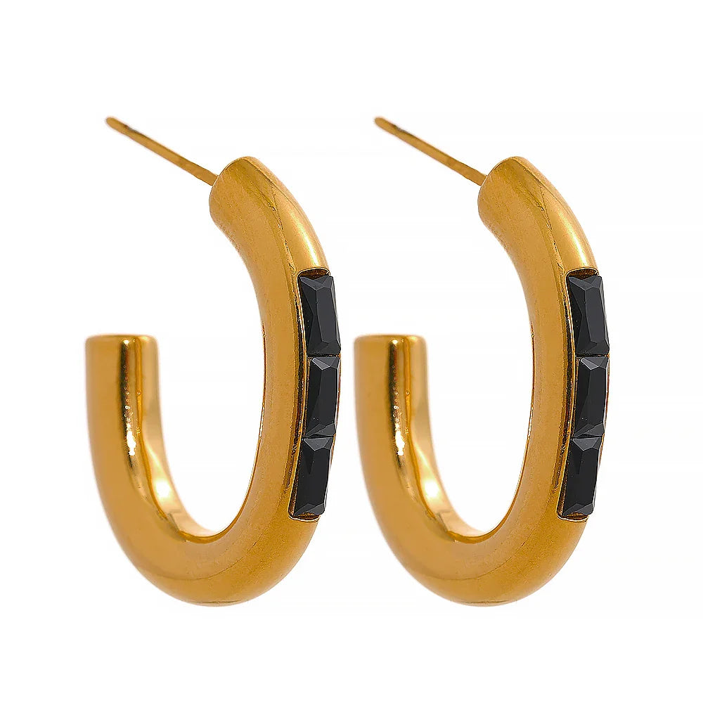 Gold Zirconia Hoop Earrings