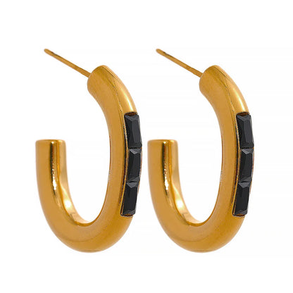 Gold Zirconia Hoop Earrings