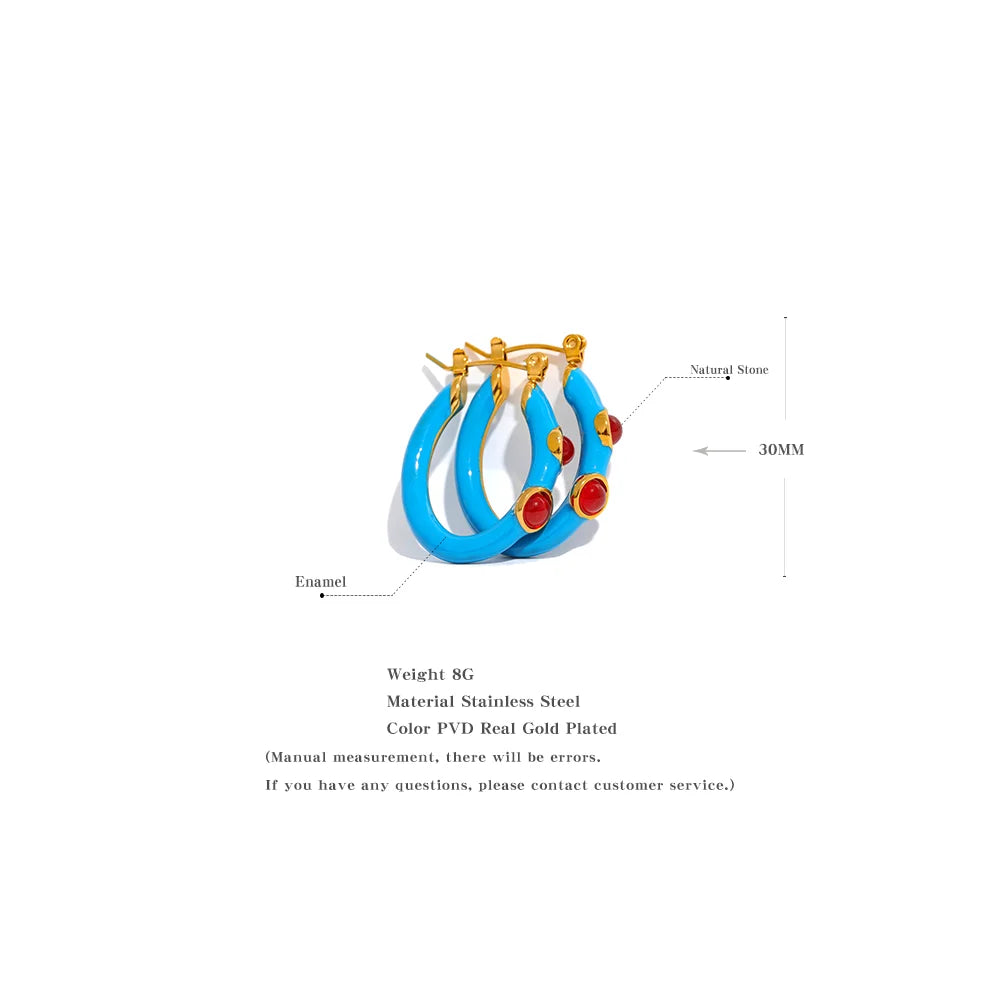 Stone Hoop Earrings