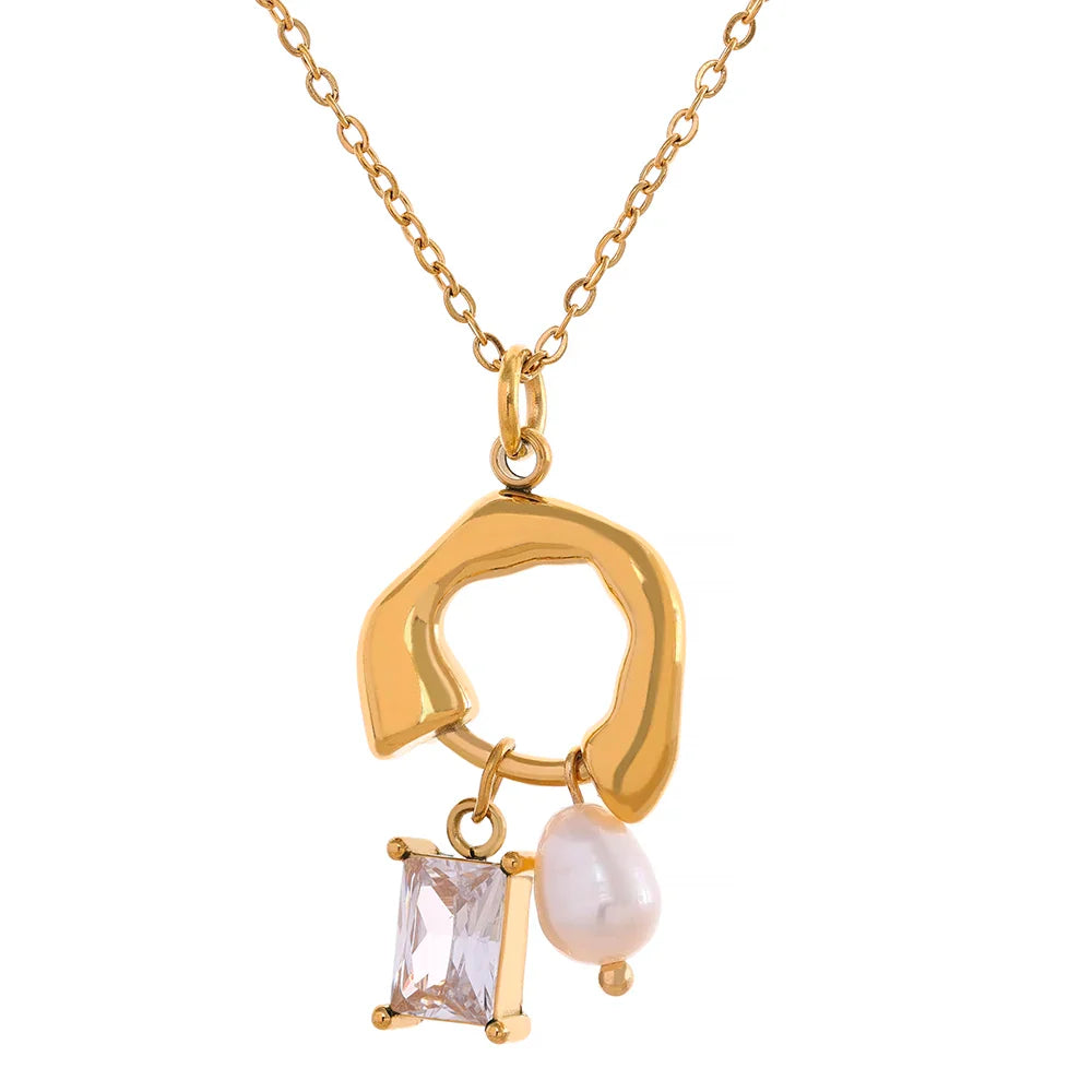 Cubic Zirconia Pearl Necklace