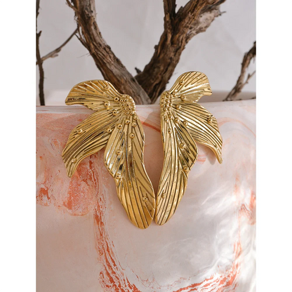 Leaf Large Statement Stud Earrings