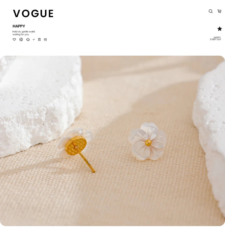 Flower Earrings White
