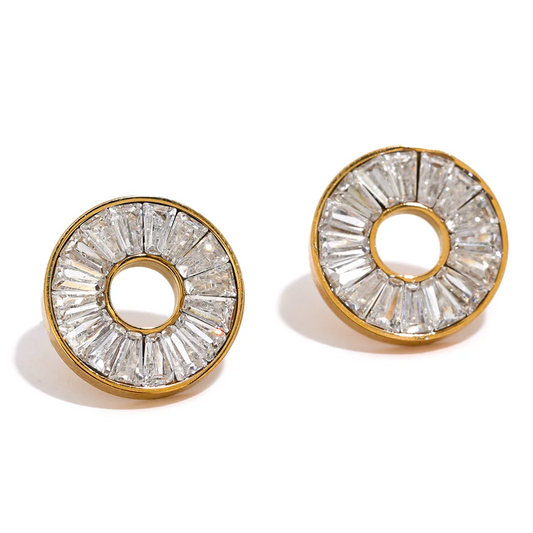 Rainbow Zirconia Stud Earrings