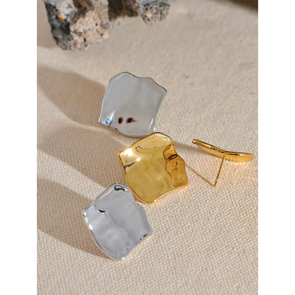 Glossy Metal Square Stud Earrings
