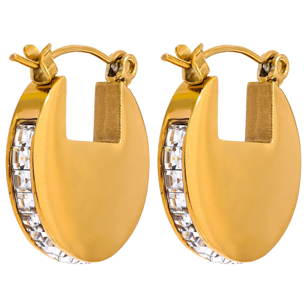 Rhinestone Round Hoop Earrings