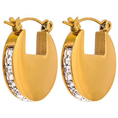 Rhinestone Round Hoop Earrings