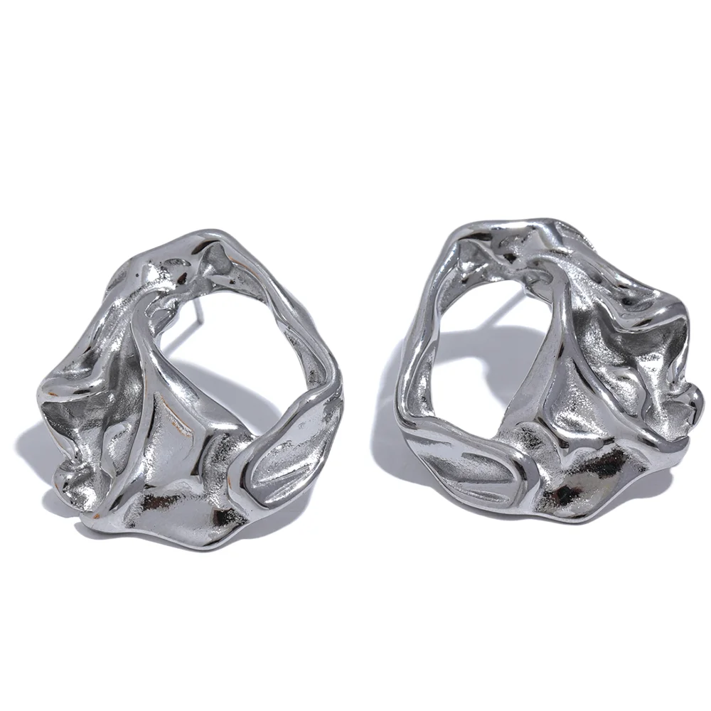 Vintage Metal Texture Geometric Stud Earrings