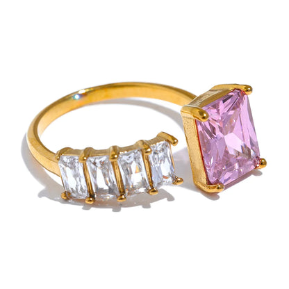 Colorful CZ Square Ring
