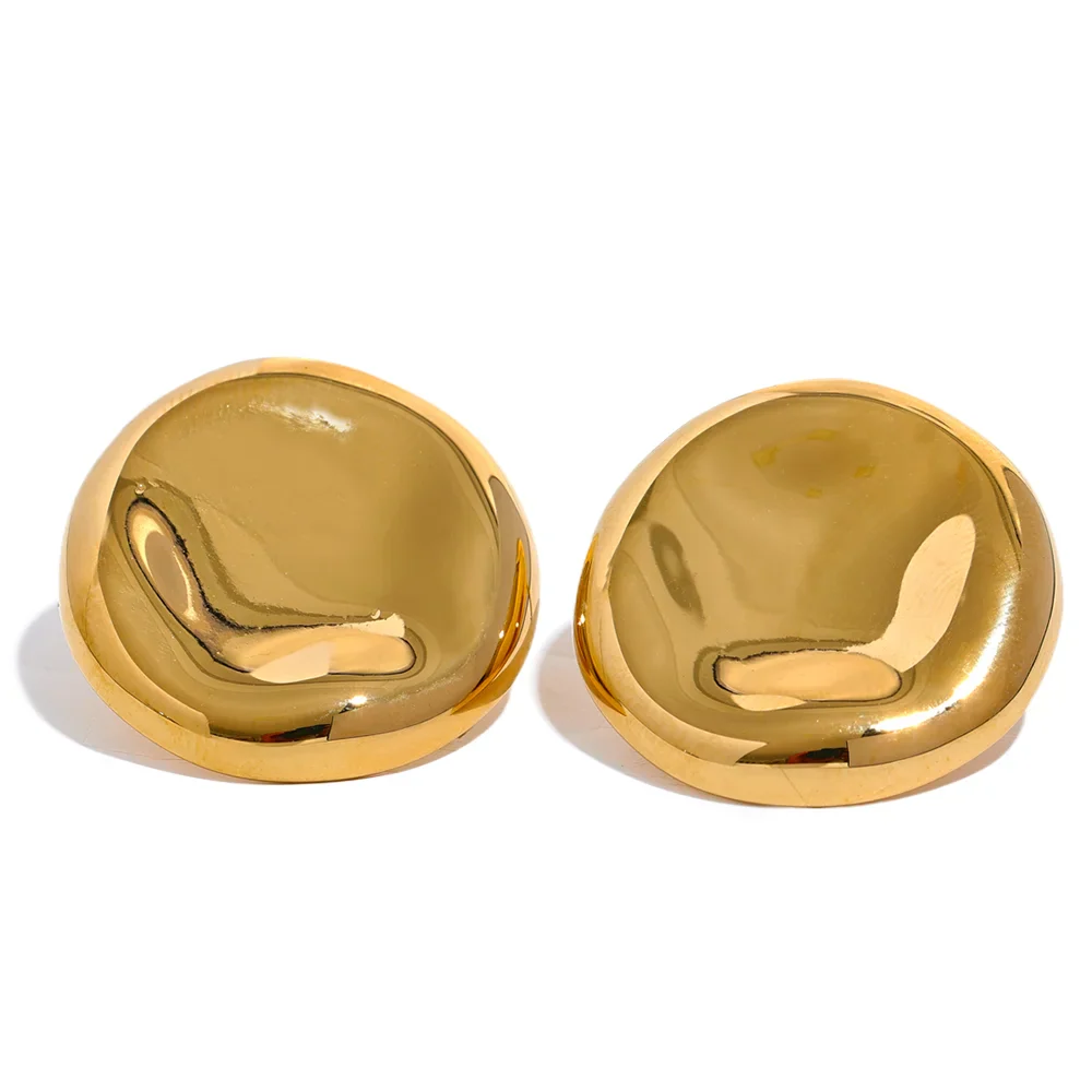 Round Button Stud Earrings