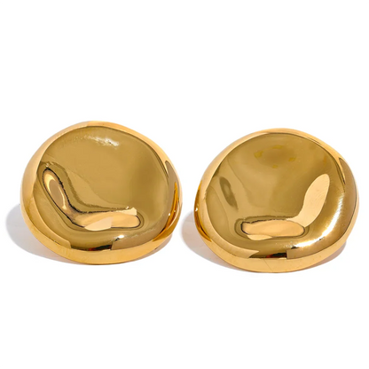 Round Button Stud Earrings