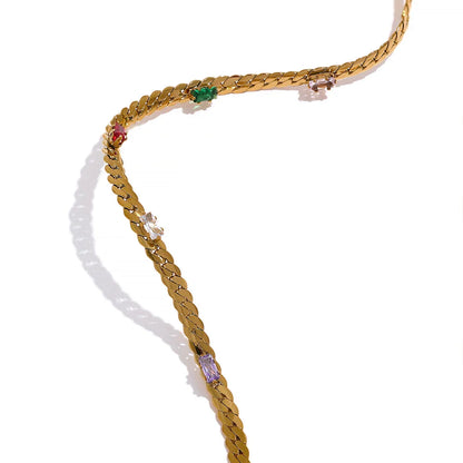 Cubic Zirconia Chain Collar Necklace Bracelet Set