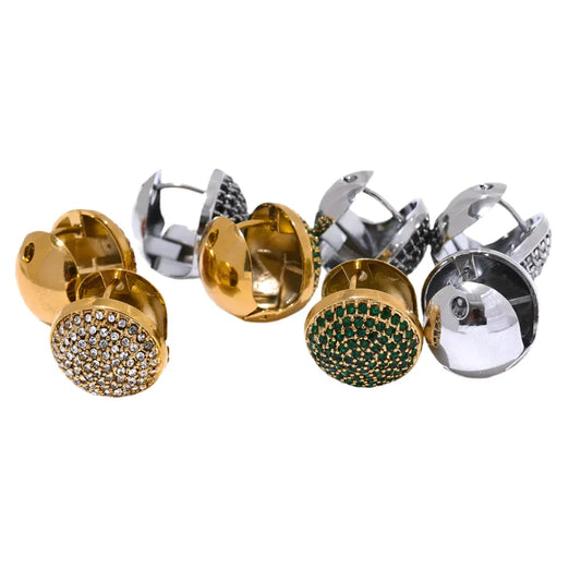 Multi-Color Zircon Hollow Hoop Earrings