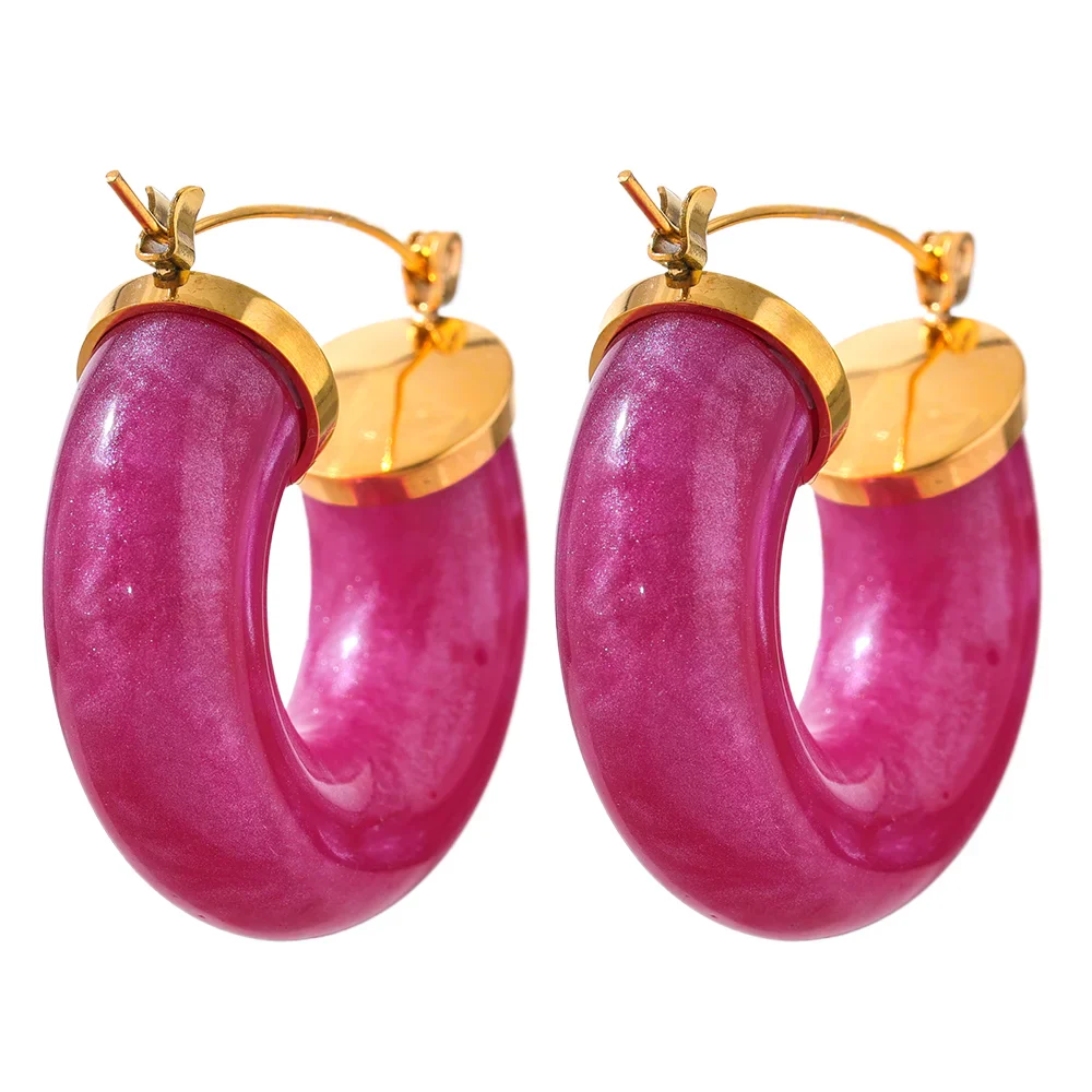 Colorful Resin Y2K Hoop Earrings
