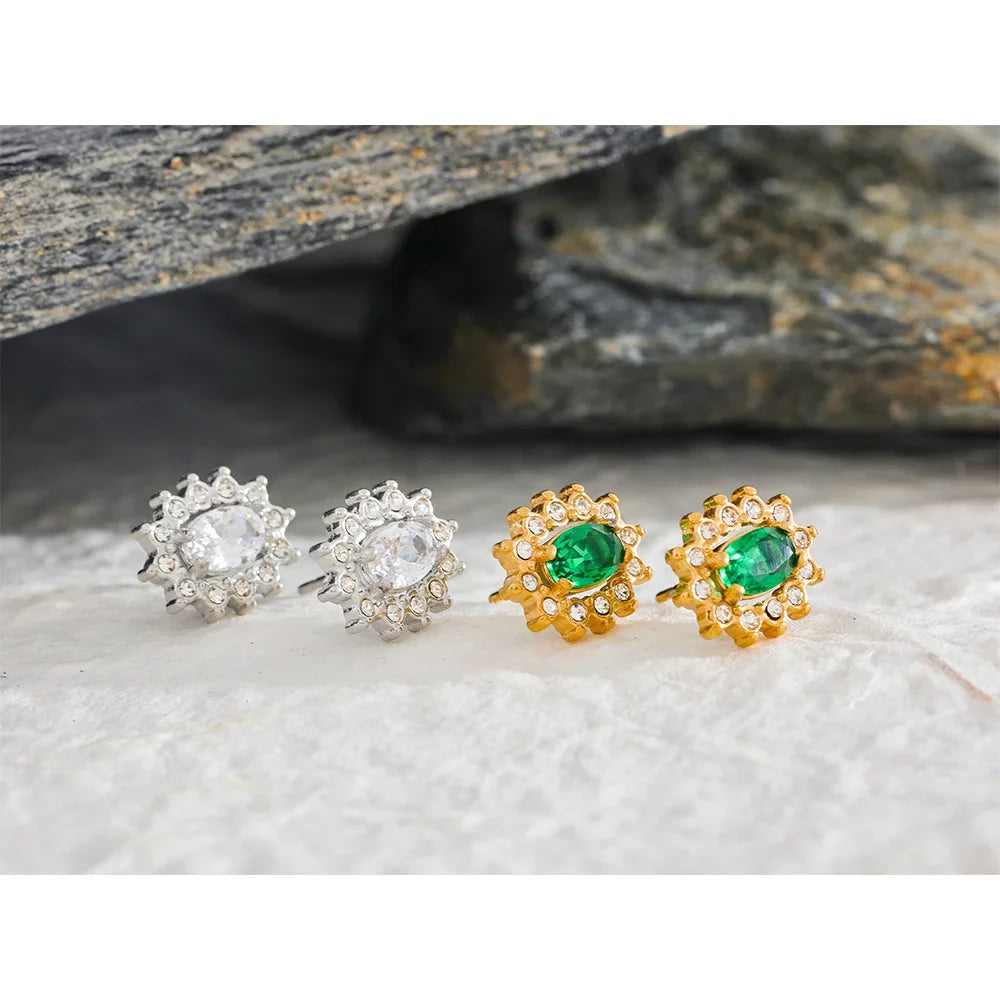 Green Flower Earrings