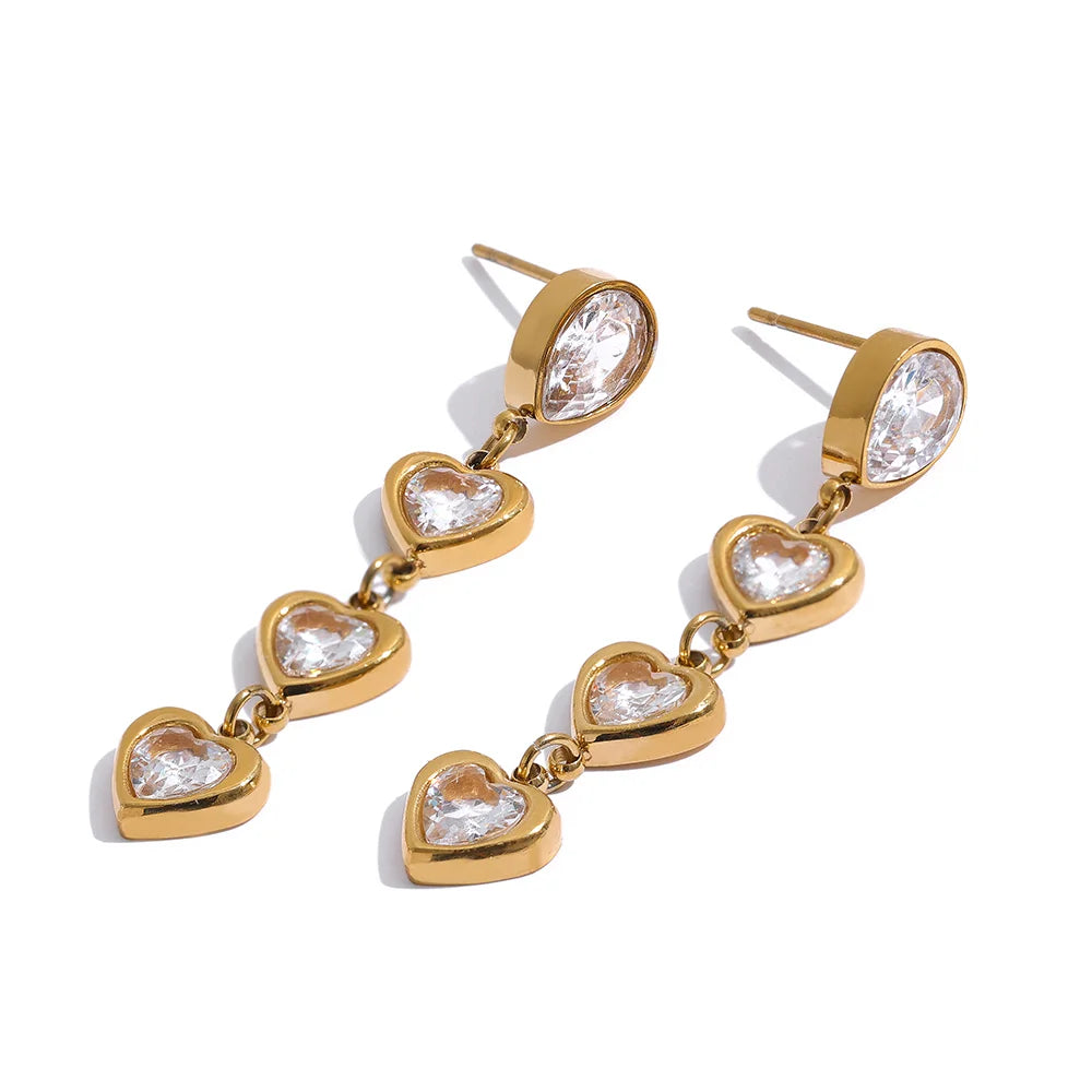 Colorful Zirconia Heart Dangles