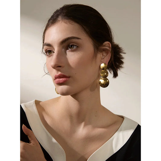Glossy Round Drop Earrings