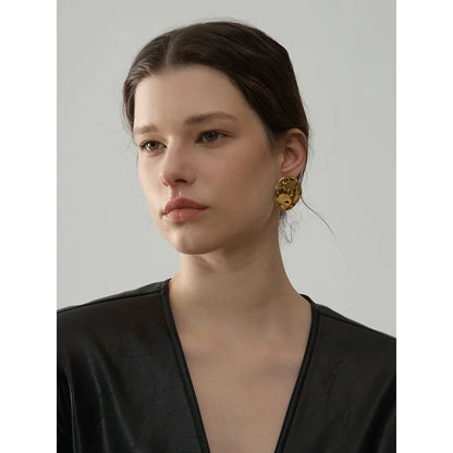 Glossy Round Stud Earrings