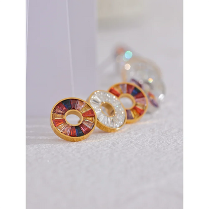 Rainbow Zirconia Stud Earrings