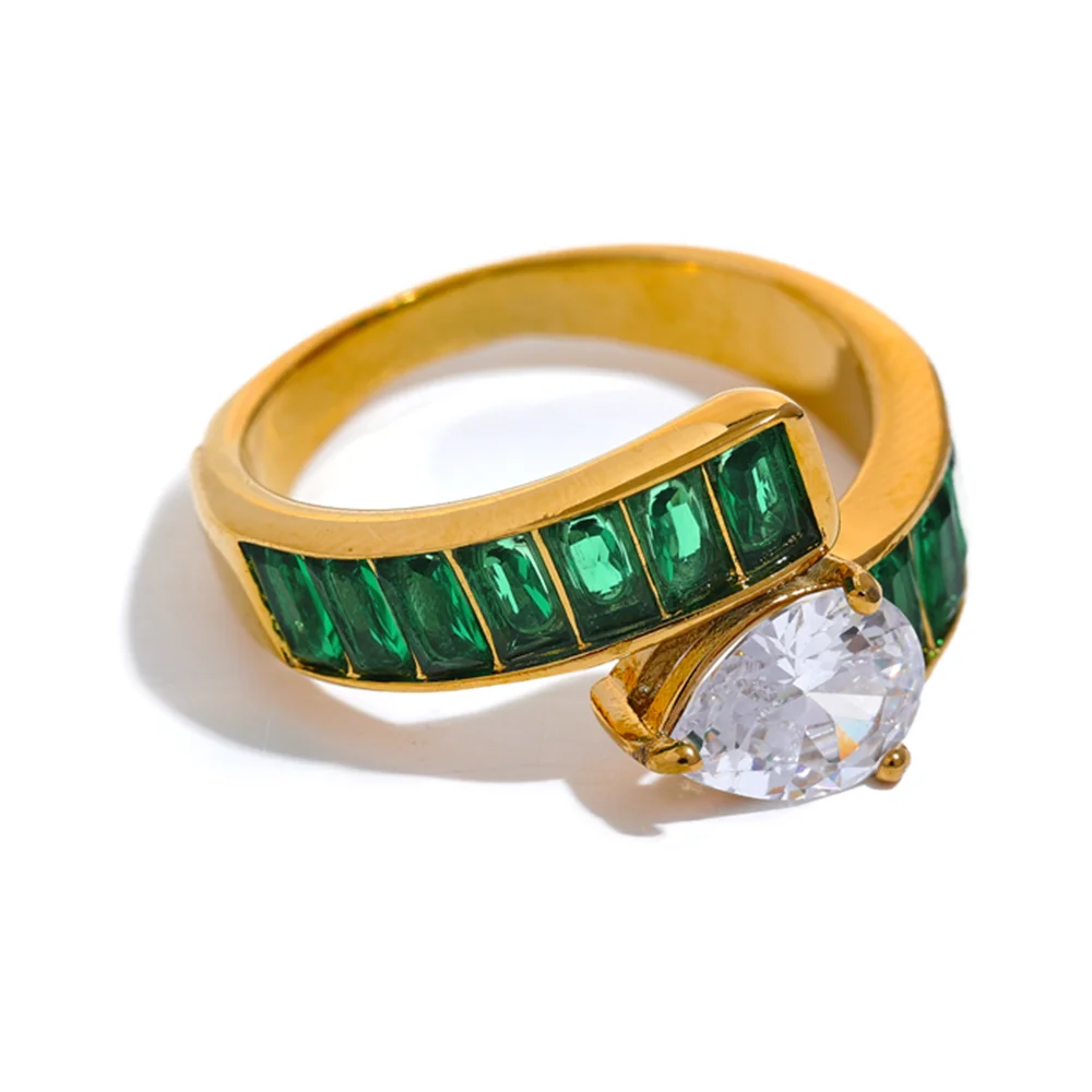 Colorful Shiny Cubic Zirconia Gold Color Ring