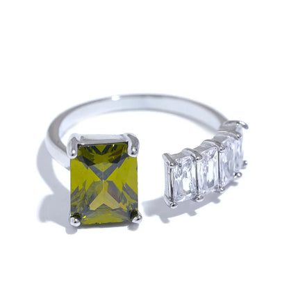 Colorful CZ Square Ring