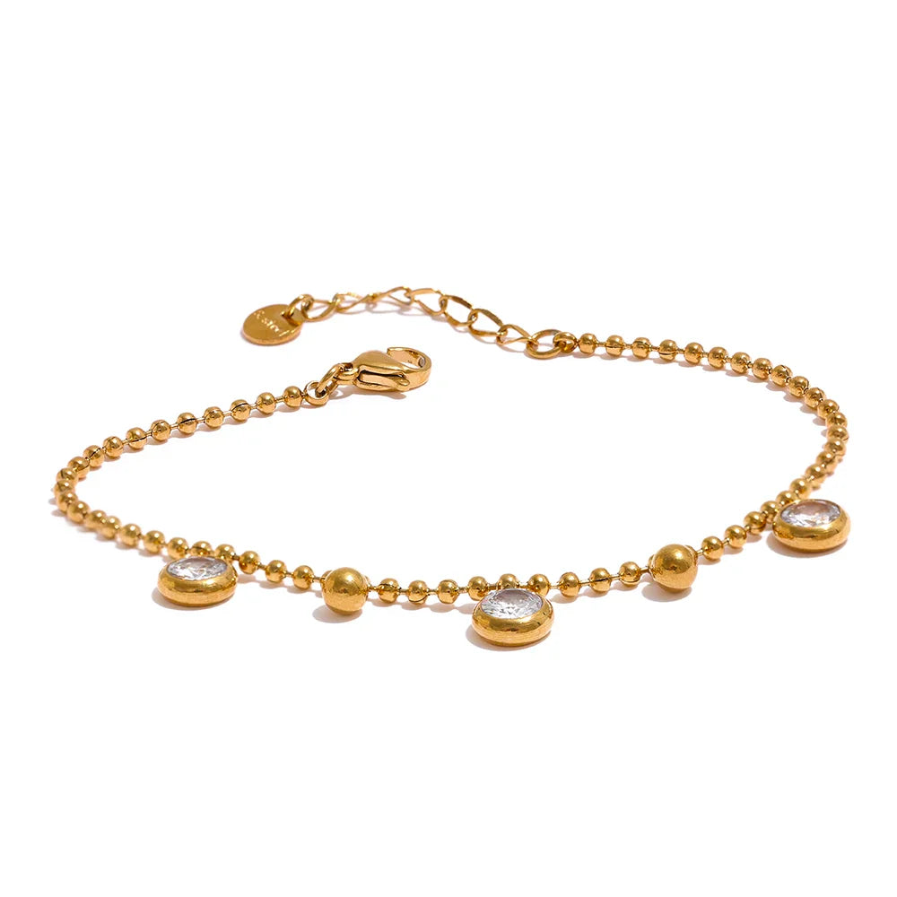Shiny CZ Chain Necklace Bracelet Set