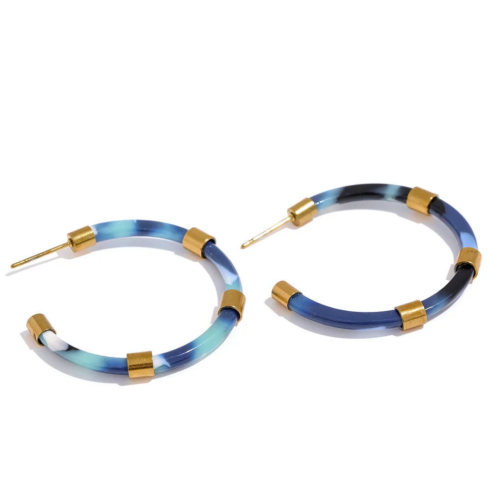 Resin Geometric Hoop Earrings