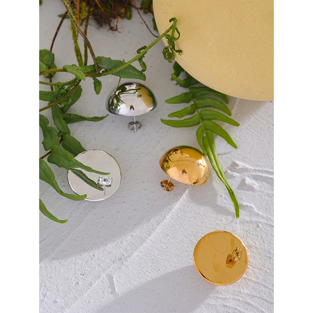 Half Round Stud Earrings