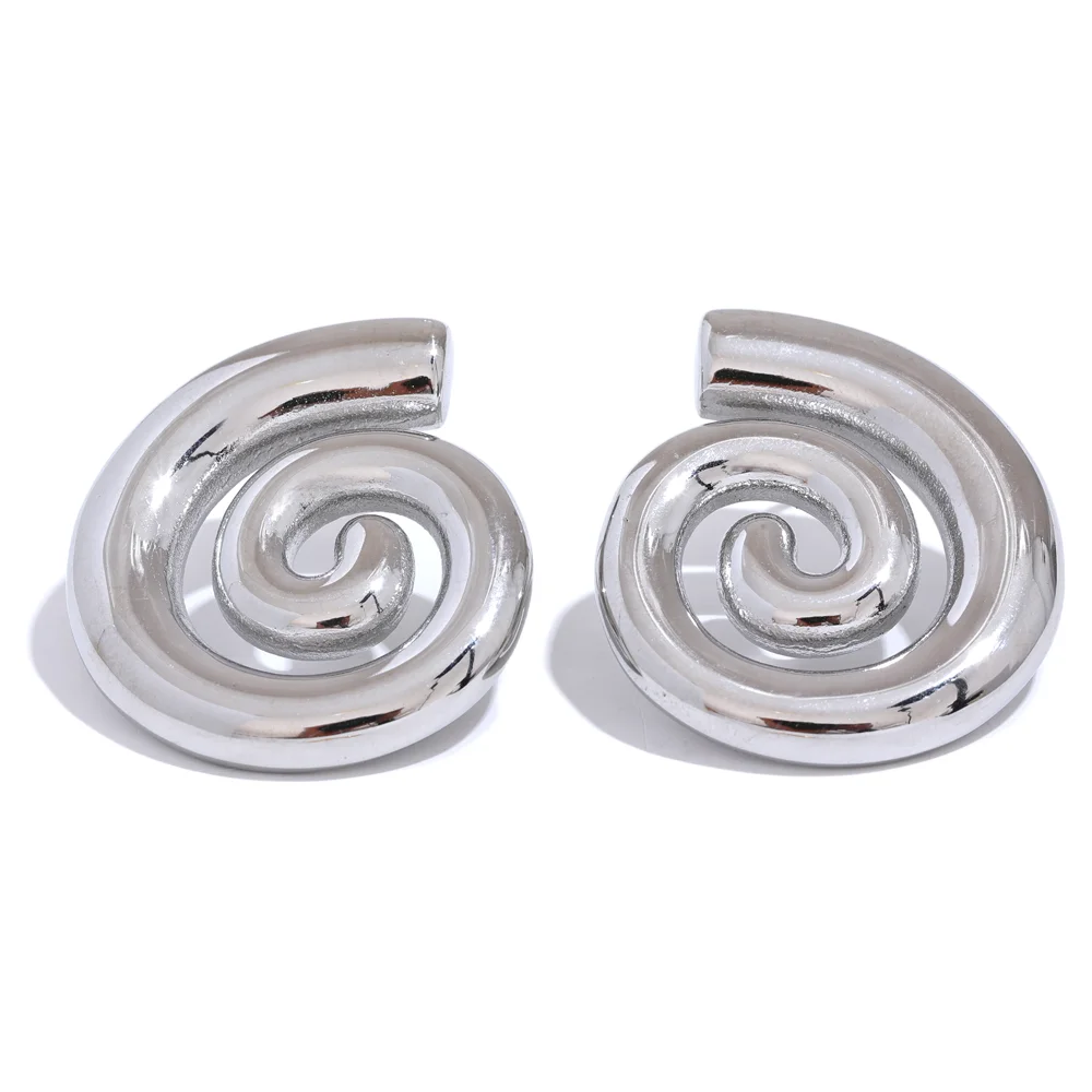 Steel Conch Geometric Stud Earrings
