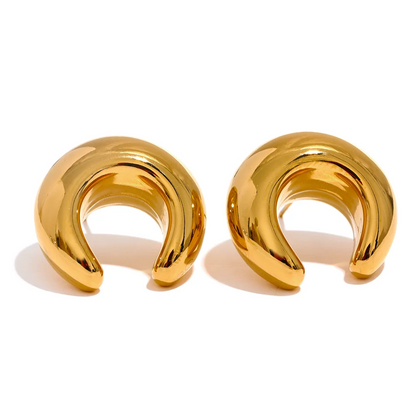 Cow Horn Moon Stud Earrings