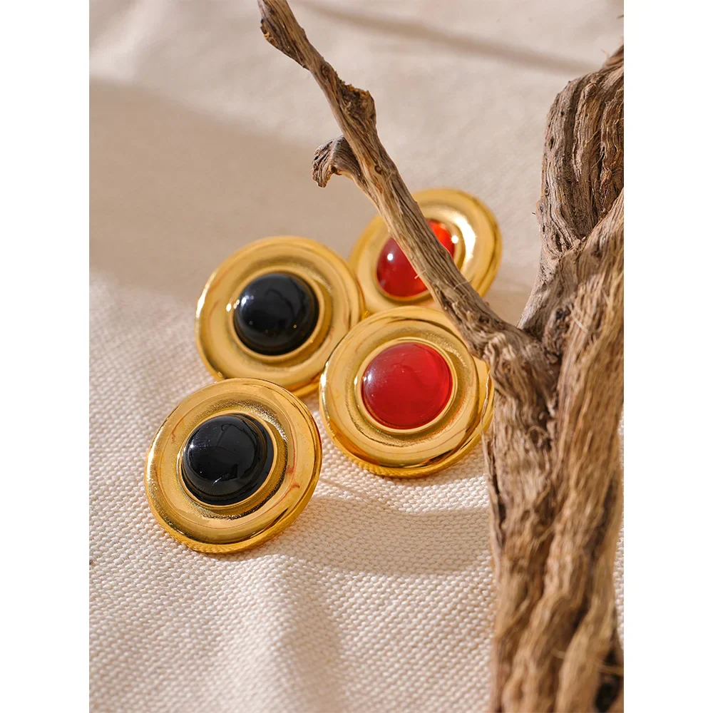 Stone Stud Earrings