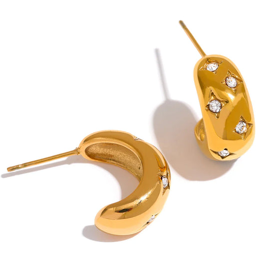 18K Gold Plated Star Cubic Zirconia Earrings