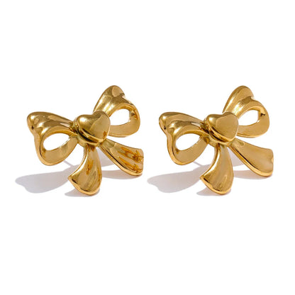 Gold Bow Knot Stud Earrings