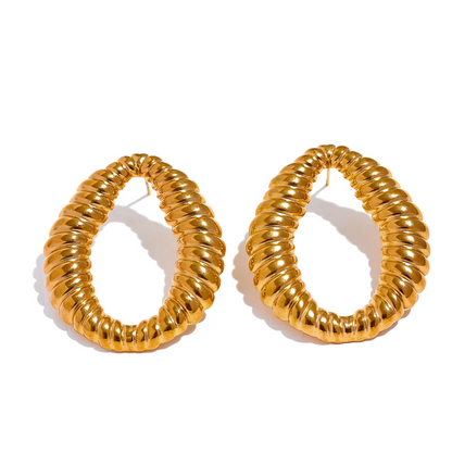 Oval Hollow Stud Earrings