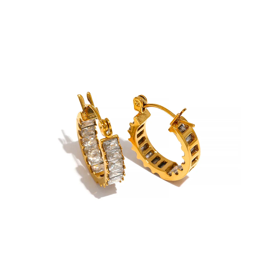 Gold Zirconia Hoop Earrings