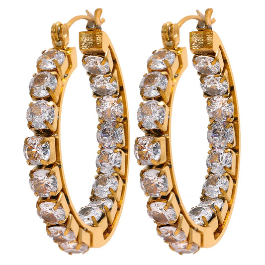 Gold Zirconia Hoop Earrings