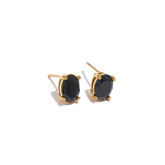 Green Geometric Stud Earrings