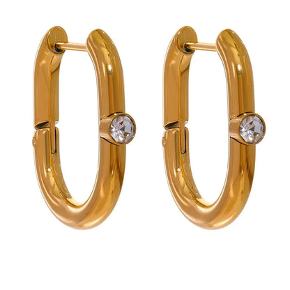Geometric Zirconia Huggie Earrings