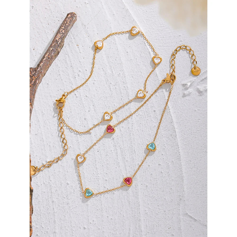 White Heart CZ Anklet