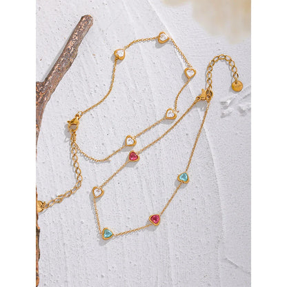 White Heart CZ Anklet